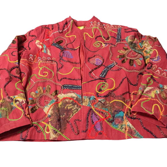 Acorn Womens Jacket Multicolor Size XL 100% Polyester Long Sleeve Open Beaded - Picture 1 of 12